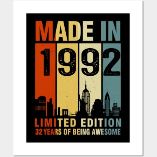 Made In 1992 32nd Birthday 32 Years Old Posters and Art